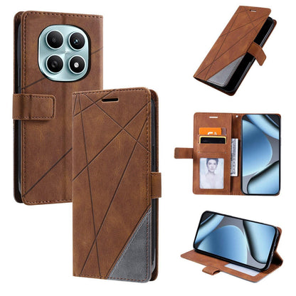 For Redmi Note 15 4G / 5G Global 164mm Skin Feel Splicing Leather Phone Case(Brown)