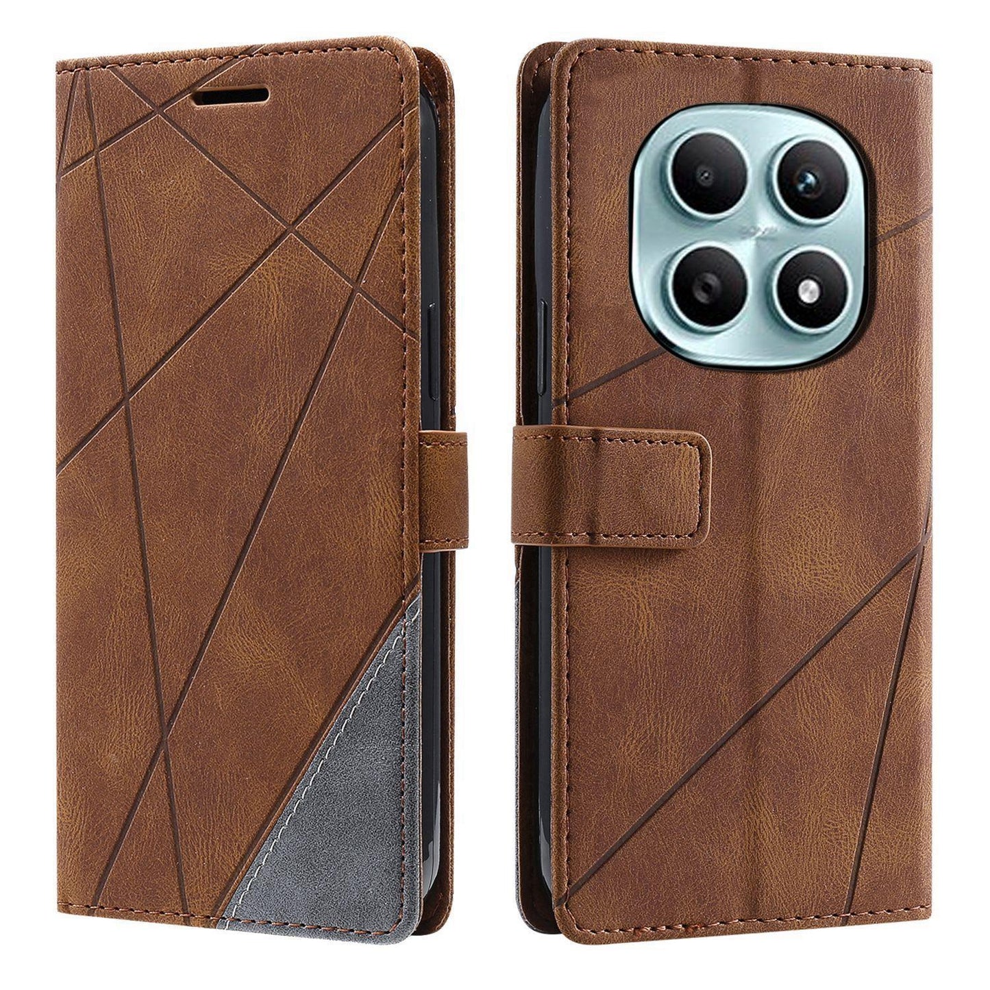 For Redmi Note 15 4G / 5G Global 164mm Skin Feel Splicing Leather Phone Case(Brown)
