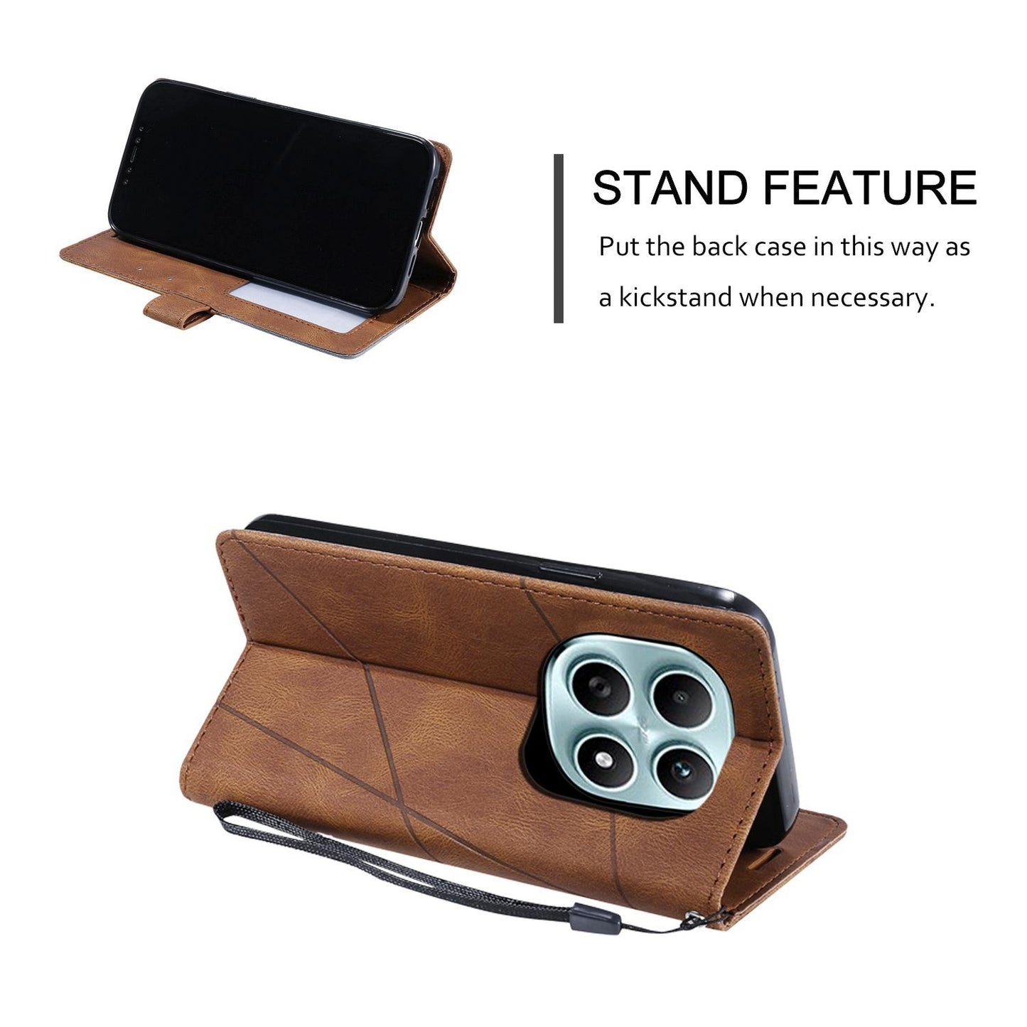 For Redmi Note 15 4G / 5G Global 164mm Skin Feel Splicing Leather Phone Case(Brown)