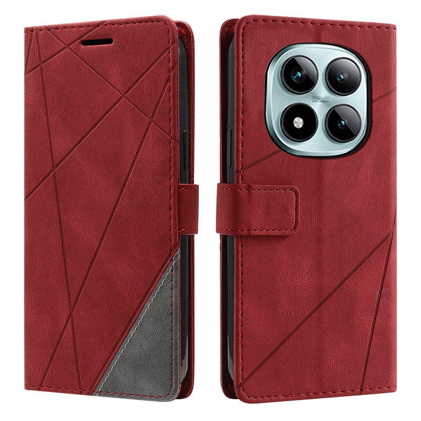 For Redmi Note 15 Pro 5G Global 163.6mm Skin Feel Splicing Leather Phone Case(Red)