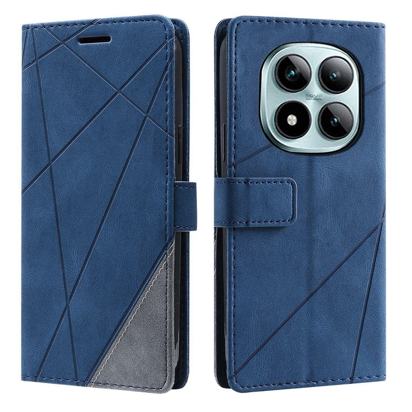 For Redmi Note 15 Pro 4G Global 163.2mm Skin Feel Splicing Leather Phone Case(Blue)