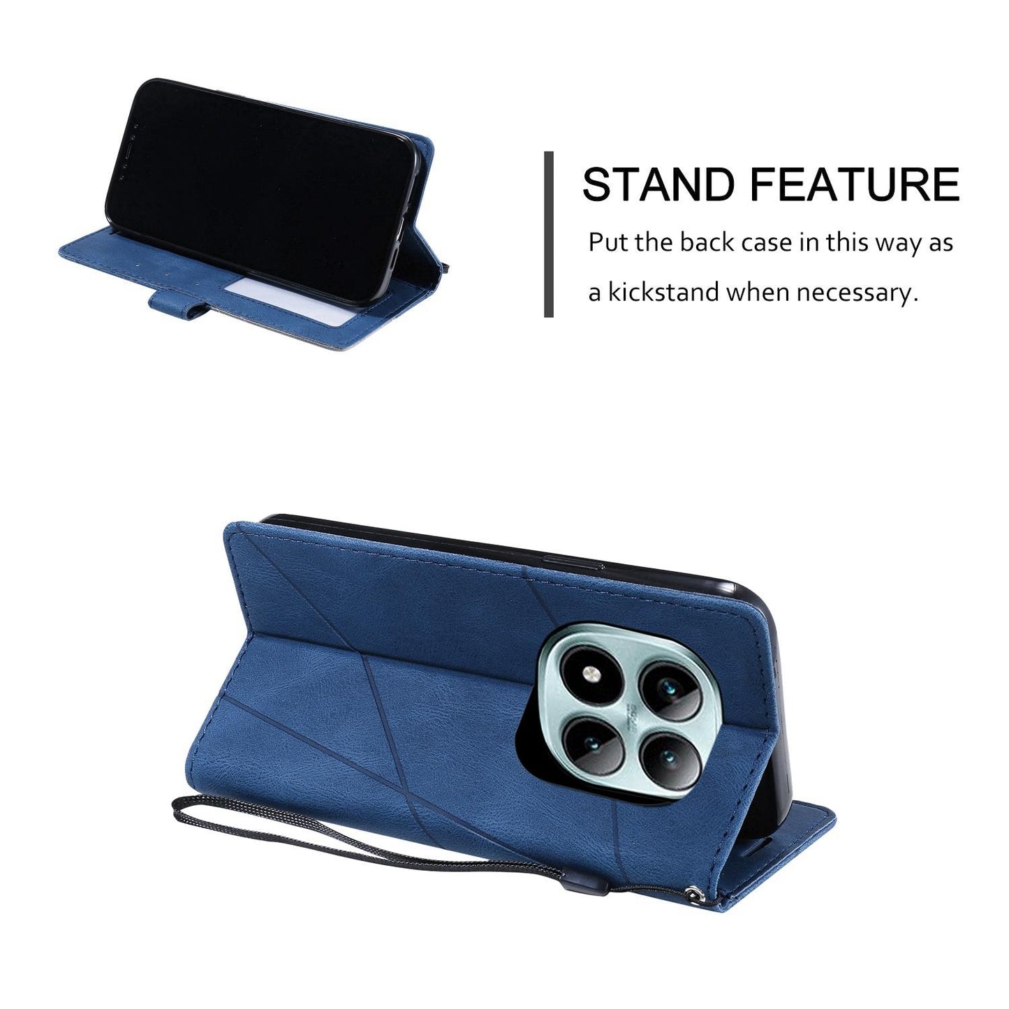 For Redmi Note 15 Pro 4G Global 163.2mm Skin Feel Splicing Leather Phone Case(Blue)