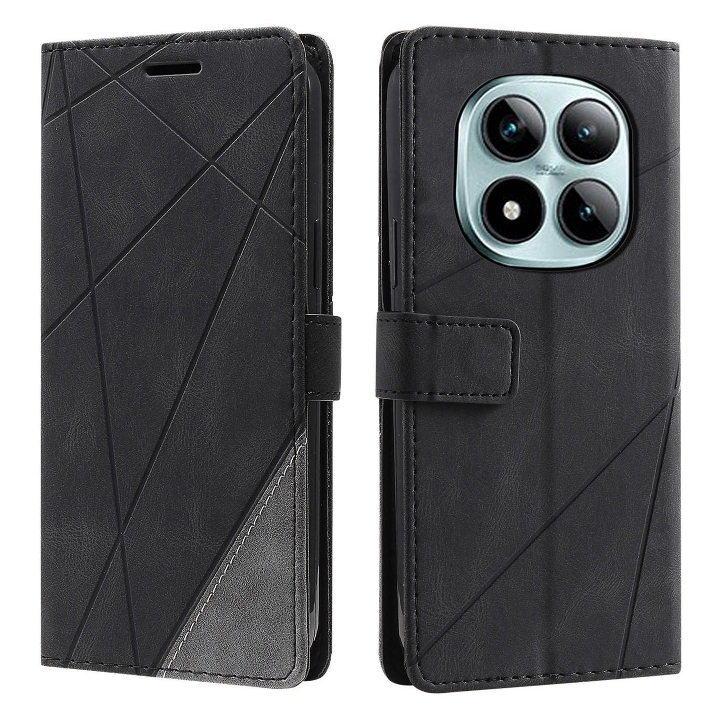 For Redmi Note 15 Pro 4G Global 163.2mm Skin Feel Splicing Leather Phone Case(Black)