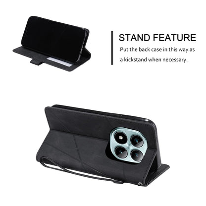 For Redmi Note 15 Pro 4G Global 163.2mm Skin Feel Splicing Leather Phone Case(Black)