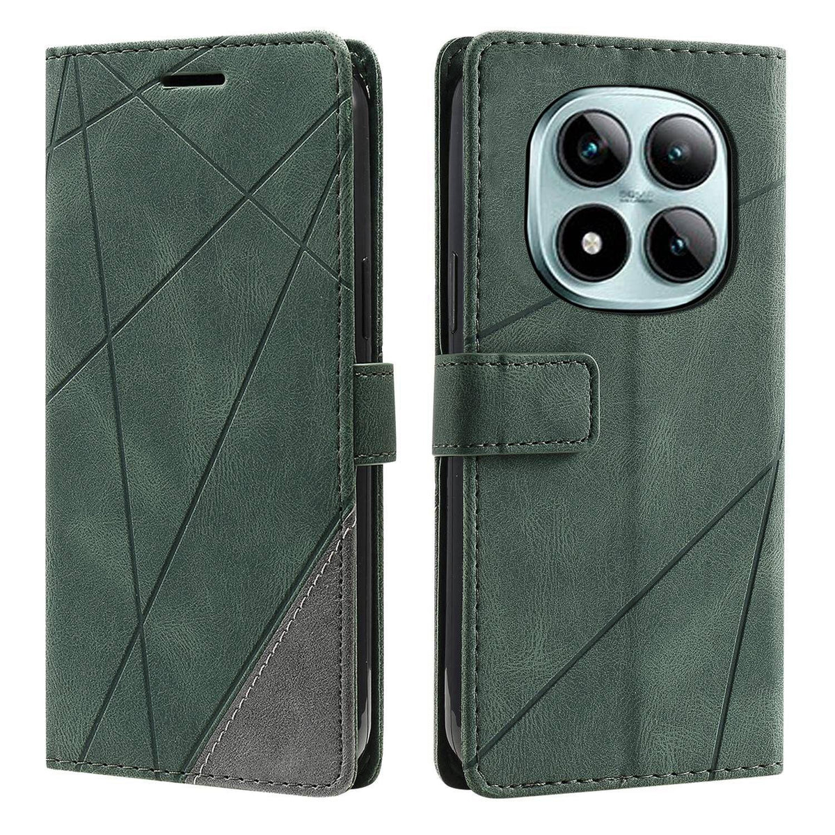 For Redmi Note 15 Pro 4G Global 163.2mm Skin Feel Splicing Leather Phone Case - Green - EDA010010907D