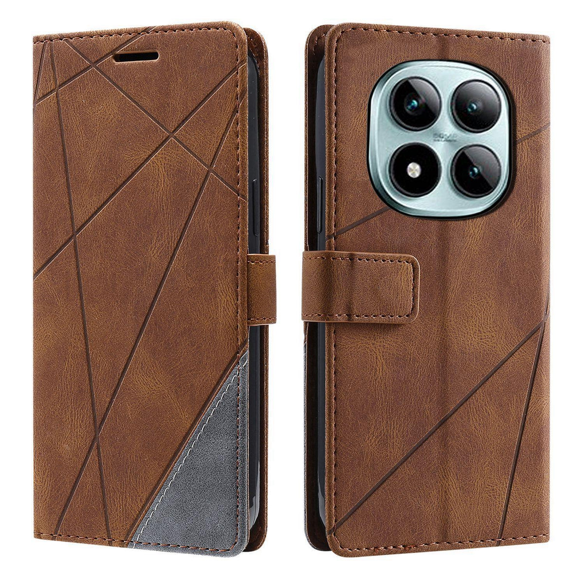 For Redmi Note 15 Pro 4G Global 163.2mm Skin Feel Splicing Leather Phone Case - Brown - EDA010010907E