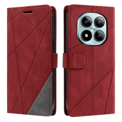 For Redmi Note 15 Pro+ Global 163.3mm Skin Feel Splicing Leather Phone Case(Red)