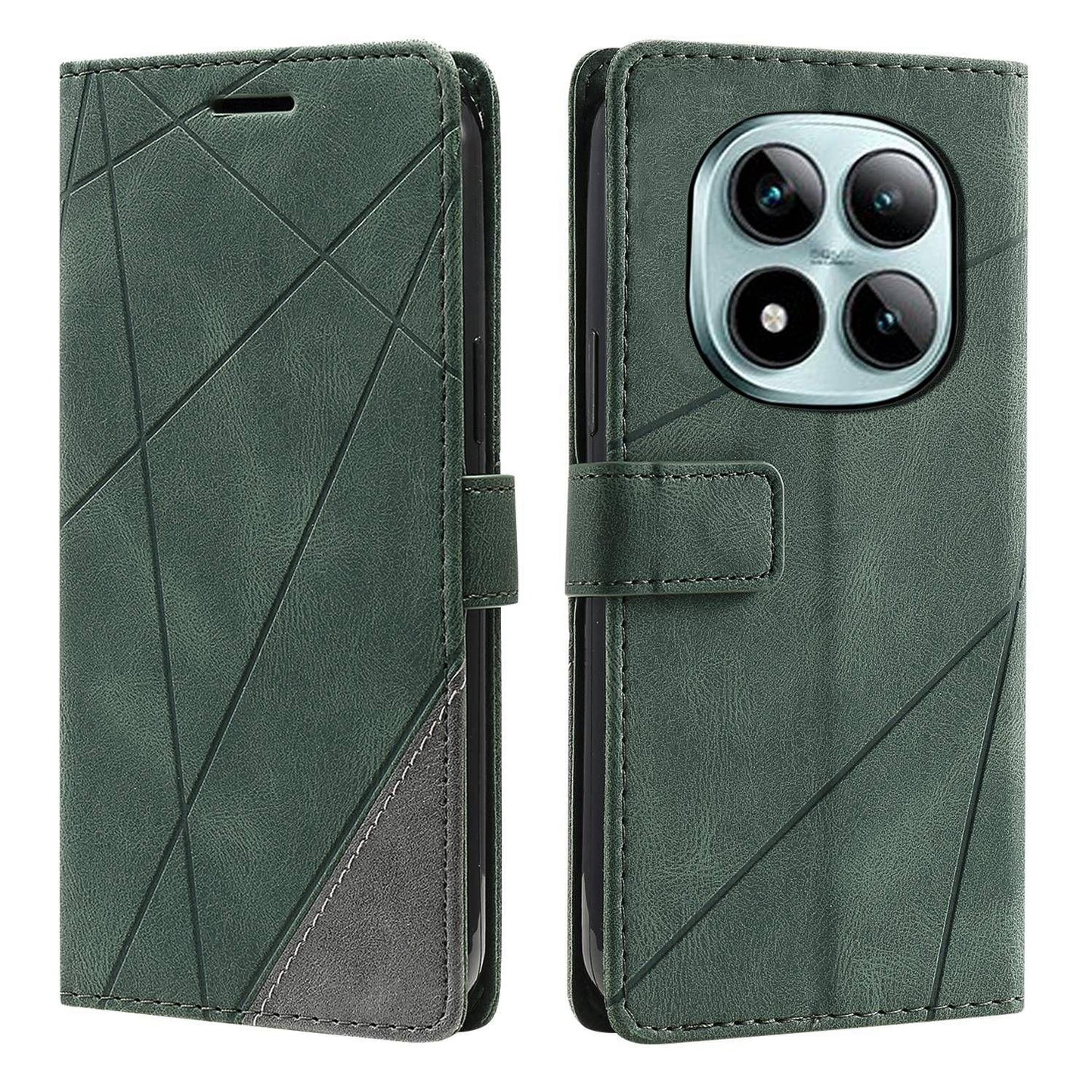 For Redmi Note 15 Pro+ Global 163.3mm Skin Feel Splicing Leather Phone Case(Green)