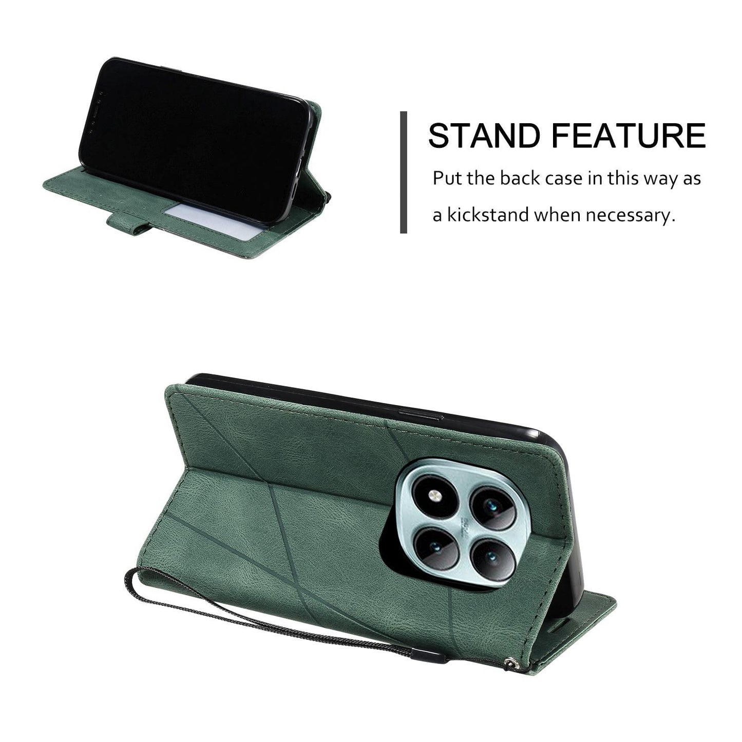 For Redmi Note 15 Pro+ Global 163.3mm Skin Feel Splicing Leather Phone Case(Green)