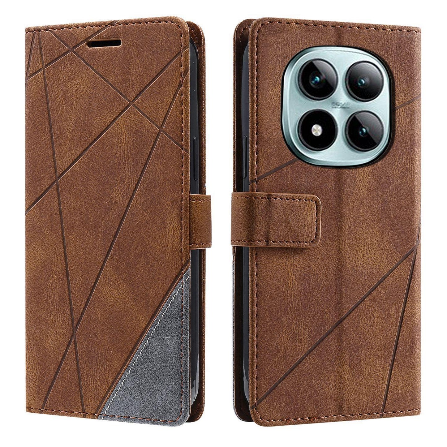 For Redmi Note 15 Pro+ Global 163.3mm Skin Feel Splicing Leather Phone Case(Brown)