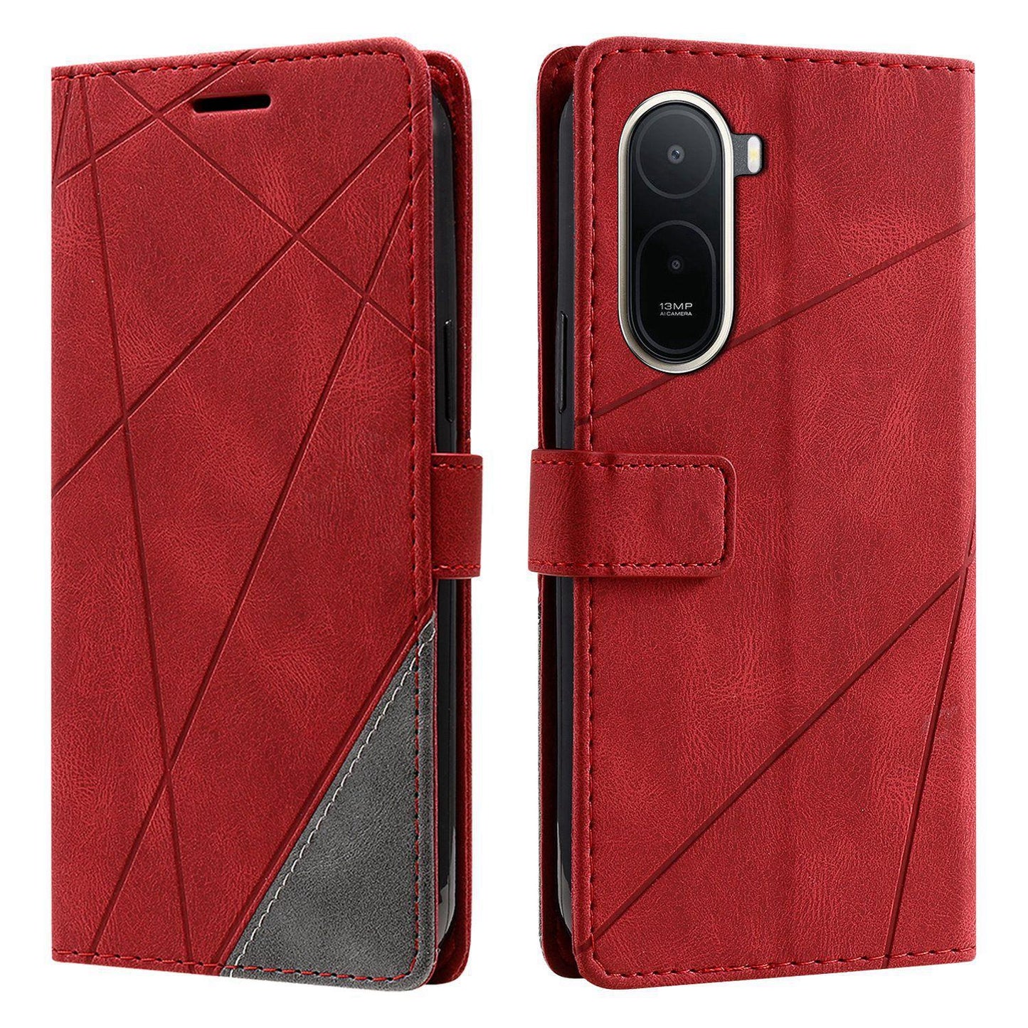For Redmi A7 Pro 4G / 5G / Poco C81 Skin Feel Splicing Leather Phone Case(Red)