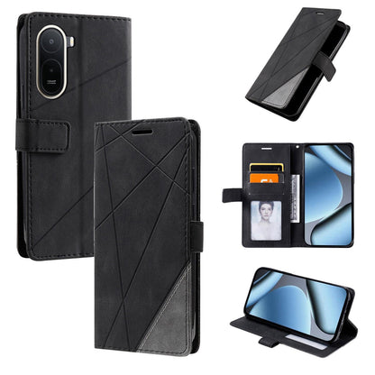 For Redmi A7 Pro 4G / 5G / Poco C81 Skin Feel Splicing Leather Phone Case(Black)