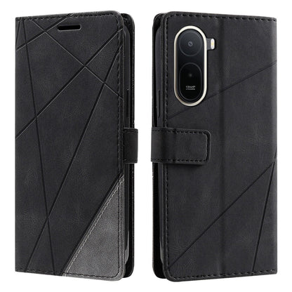 For Redmi A7 Pro 4G / 5G / Poco C81 Skin Feel Splicing Leather Phone Case(Black)