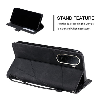 For Redmi A7 Pro 4G / 5G / Poco C81 Skin Feel Splicing Leather Phone Case(Black)