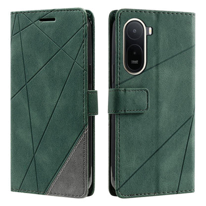 For Redmi A7 Pro 4G / 5G / Poco C81 Skin Feel Splicing Leather Phone Case(Green)