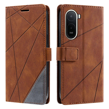 For Redmi A7 Pro 4G / 5G / Poco C81 Skin Feel Splicing Leather Phone Case(Brown)
