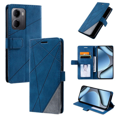 For Redmi 15a 5G / R70 5G Skin Feel Splicing Leather Phone Case(Blue)
