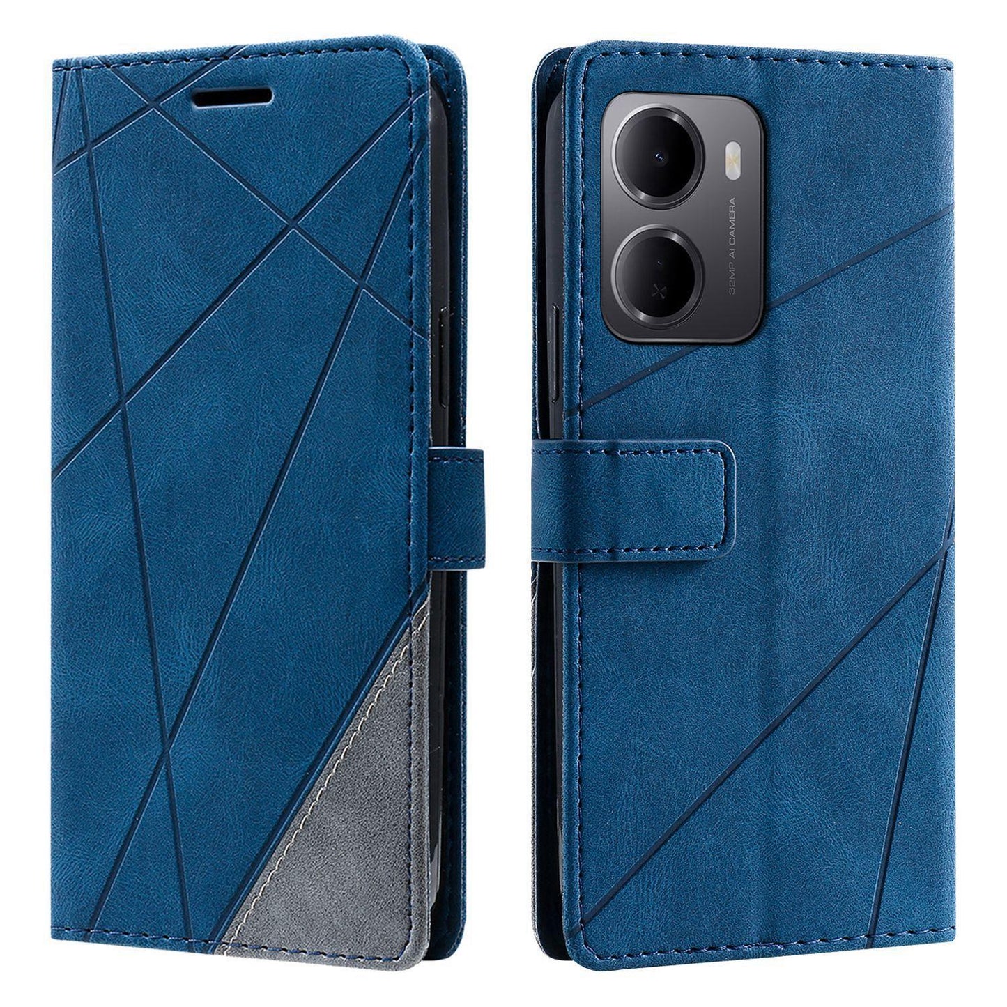 For Redmi 15a 5G / R70 5G Skin Feel Splicing Leather Phone Case(Blue)