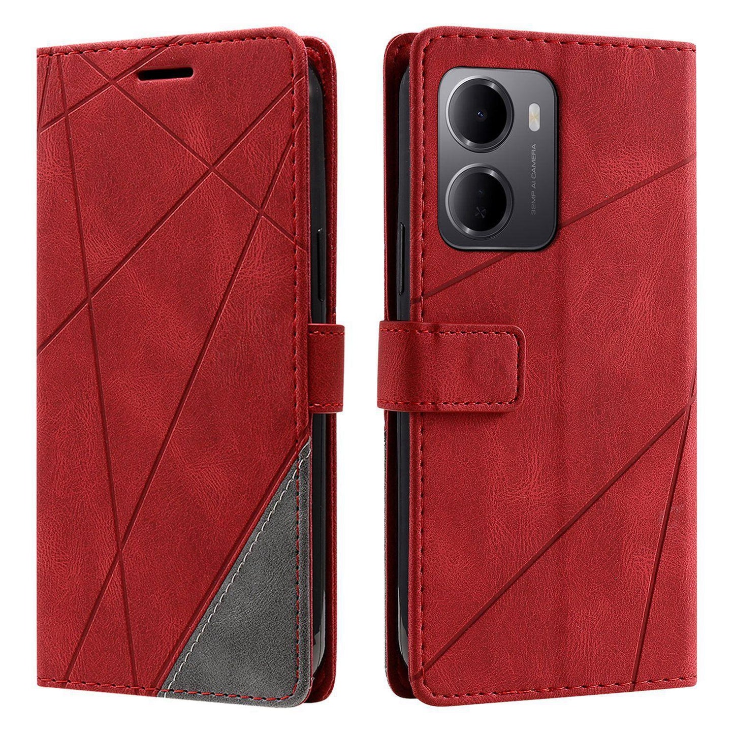 For Redmi 15a 5G / R70 5G Skin Feel Splicing Leather Phone Case(Red)