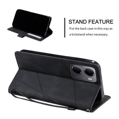 For Redmi 15a 5G / R70 5G Skin Feel Splicing Leather Phone Case(Black)