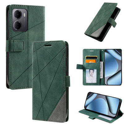 For Redmi 15a 5G / R70 5G Skin Feel Splicing Leather Phone Case(Green)