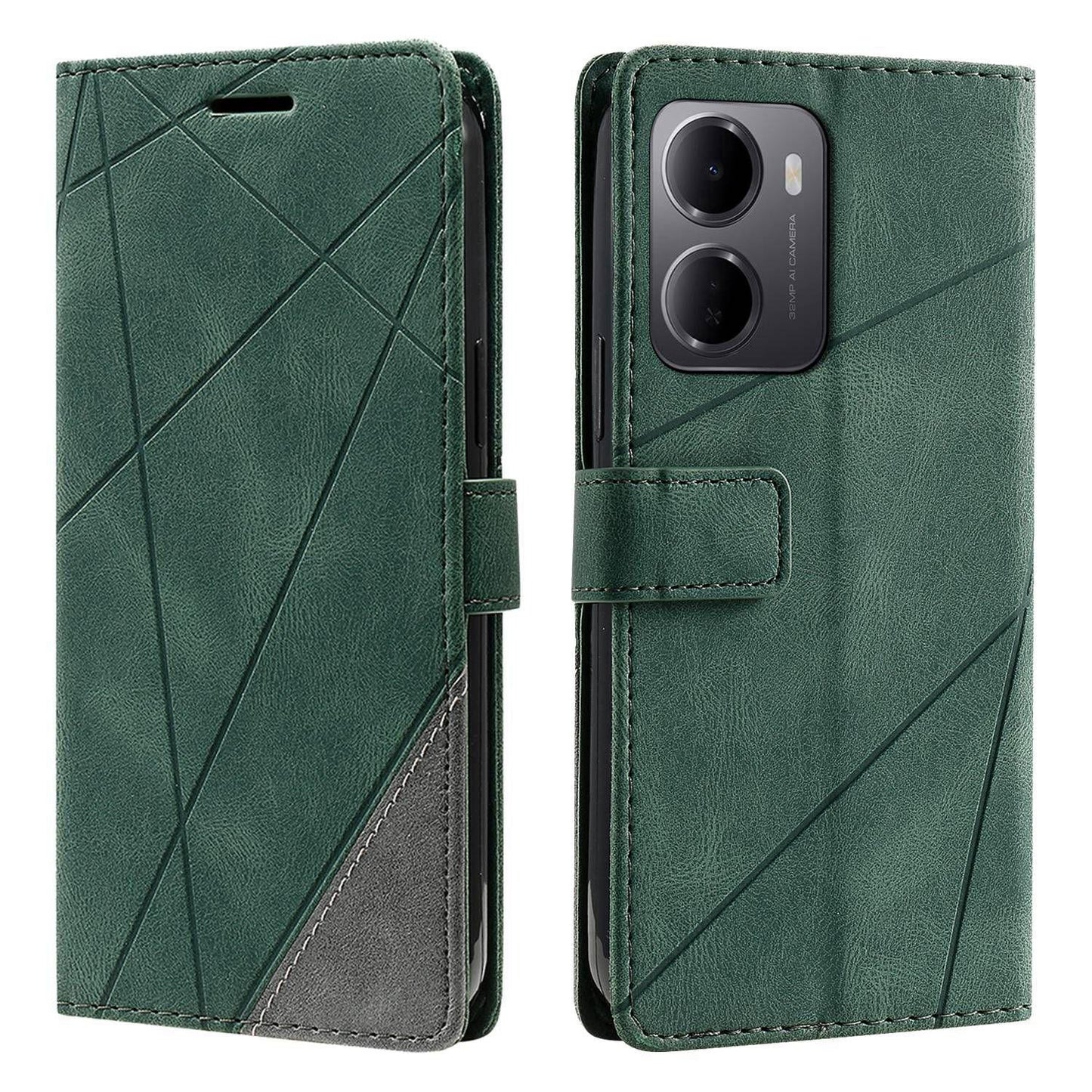 For Redmi 15a 5G / R70 5G Skin Feel Splicing Leather Phone Case(Green)