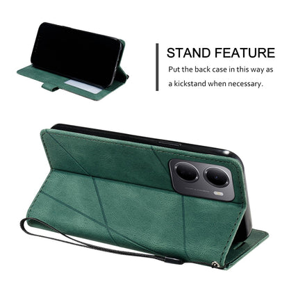 For Redmi 15a 5G / R70 5G Skin Feel Splicing Leather Phone Case(Green)