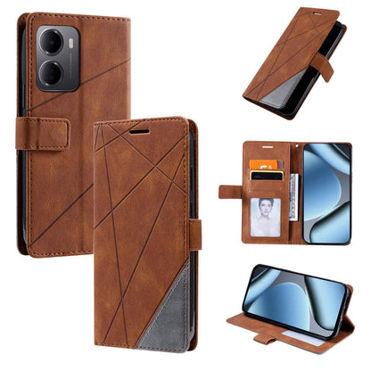 For Redmi 15a 5G / R70 5G Skin Feel Splicing Leather Phone Case(Brown)