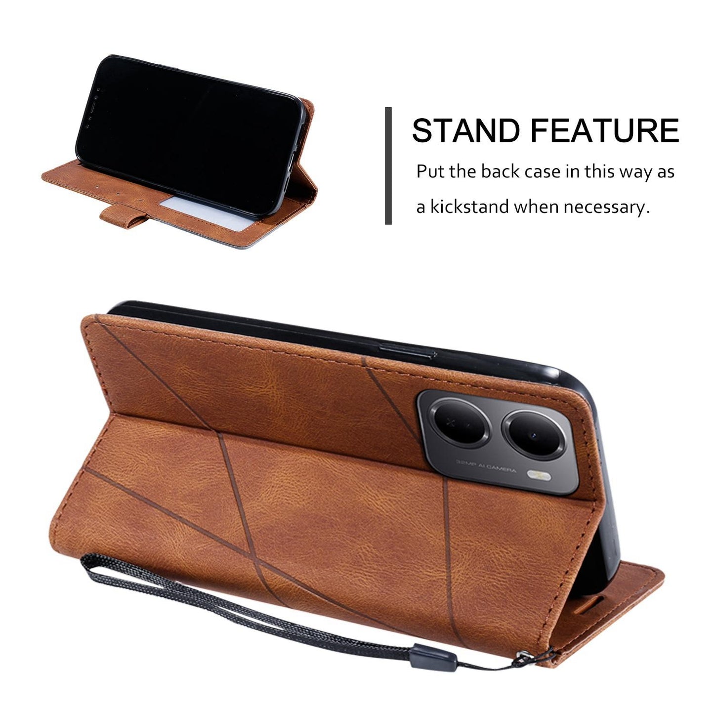 For Redmi 15a 5G / R70 5G Skin Feel Splicing Leather Phone Case(Brown)