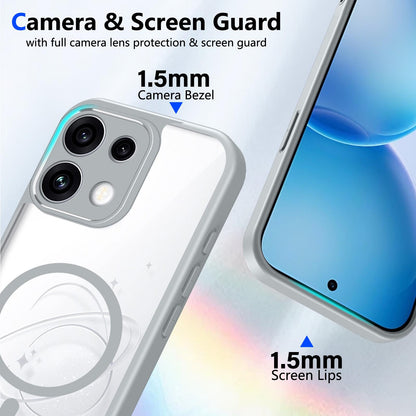 For OPPO Reno16 F 5G Global Matte PC Skin-feel Magnetic Shockproof Phone Case(Grey)