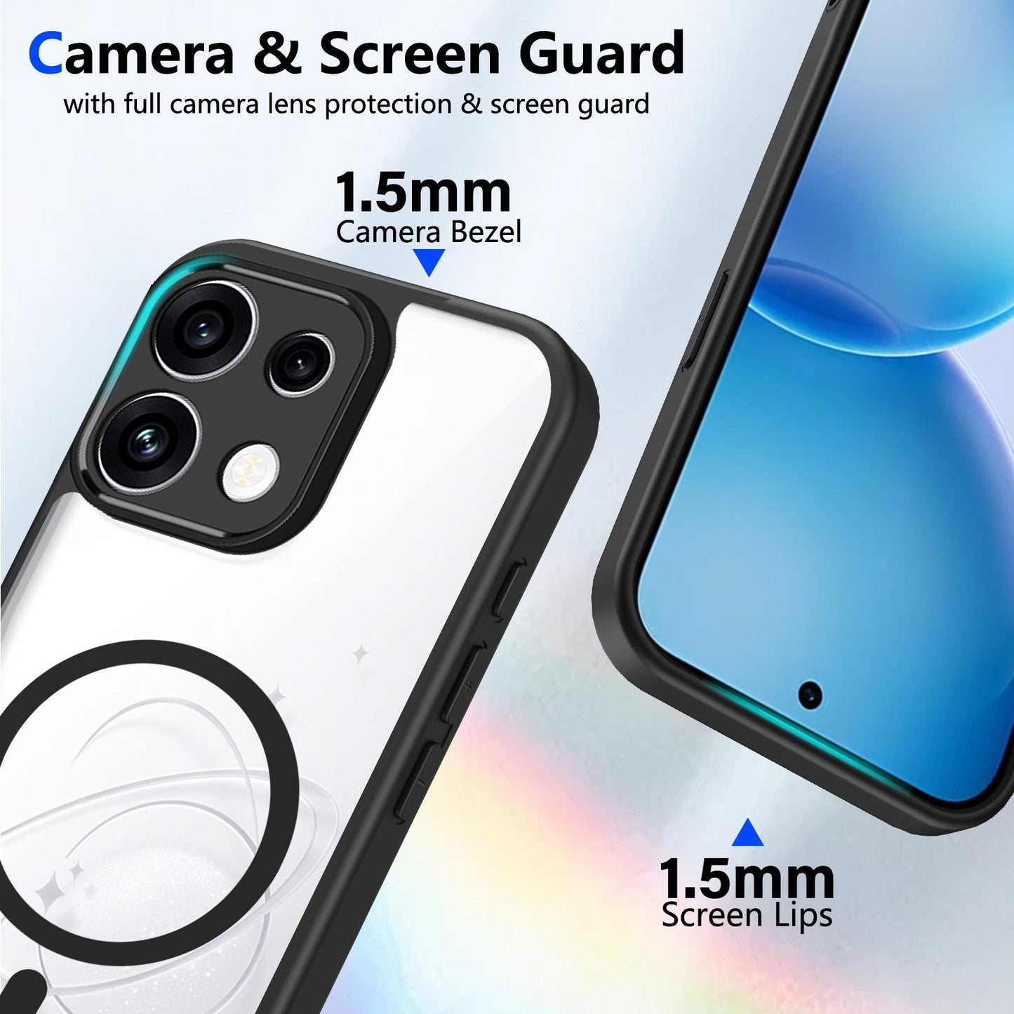 For OPPO Reno16 F 5G Global Matte PC Skin-feel Magnetic Shockproof Phone Case(Black)