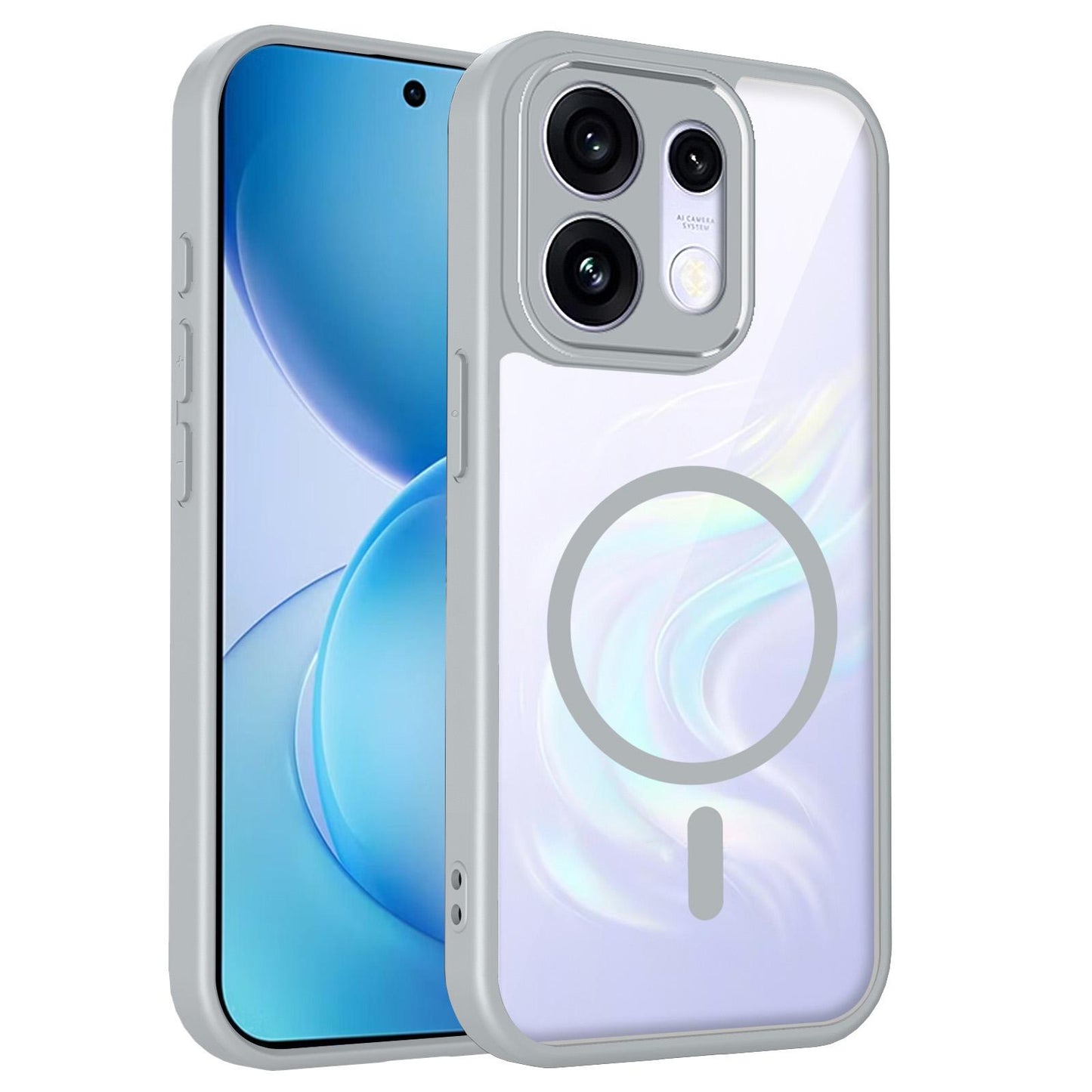 For OPPO Reno16 / Reno16 Pro Global Matte PC Skin-feel Magnetic Shockproof Phone Case(Grey)