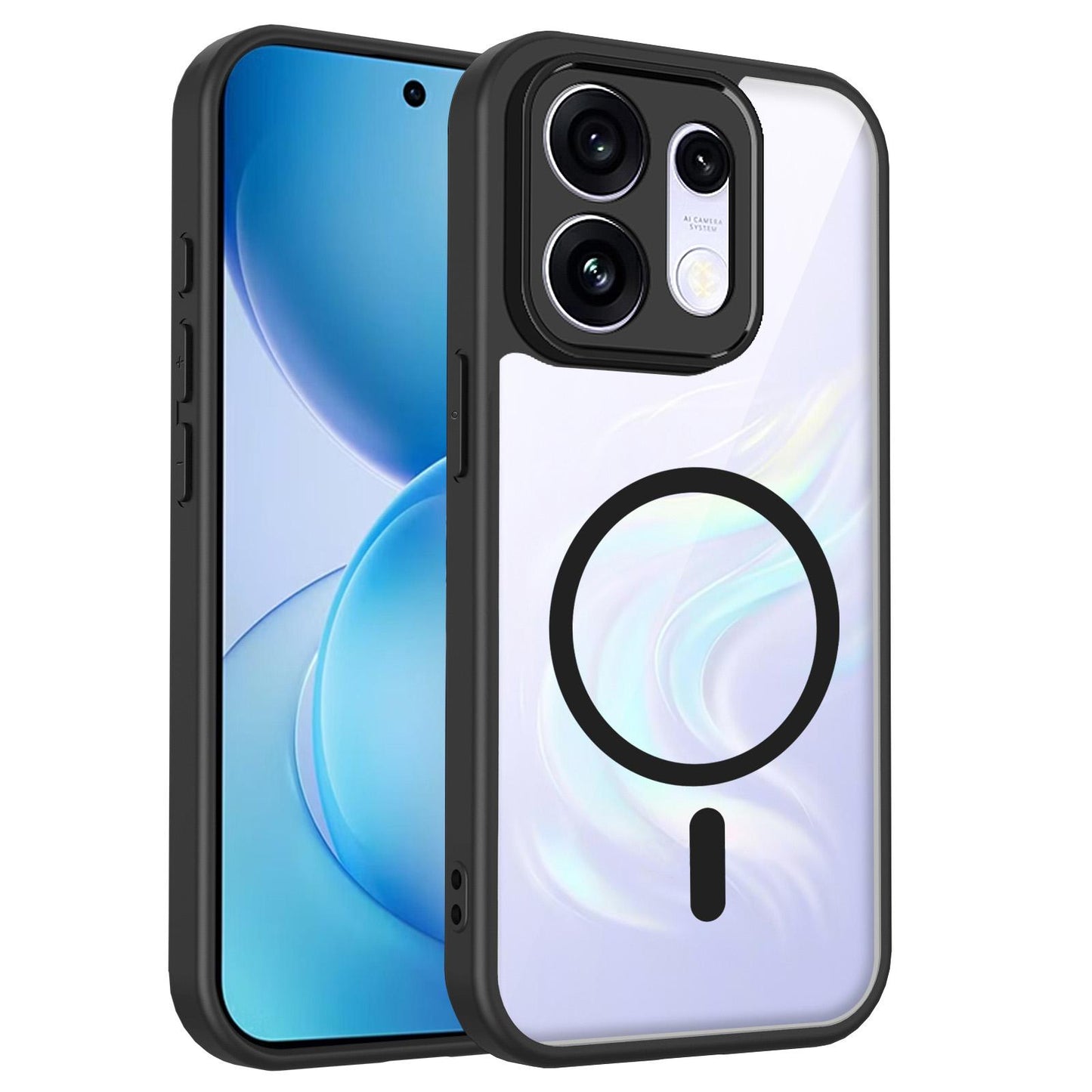 For OPPO Reno16 / Reno16 Pro Global Matte PC Skin-feel Magnetic Shockproof Phone Case(Black)
