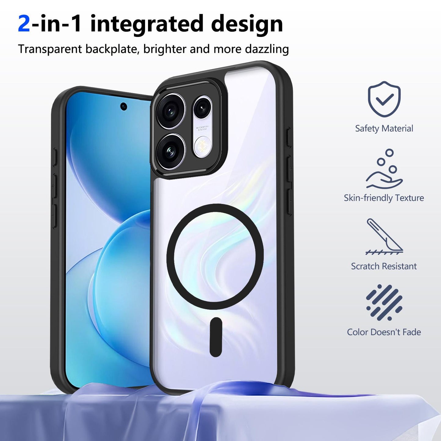 For OPPO Reno16 / Reno16 Pro Global Matte PC Skin-feel Magnetic Shockproof Phone Case(Black)