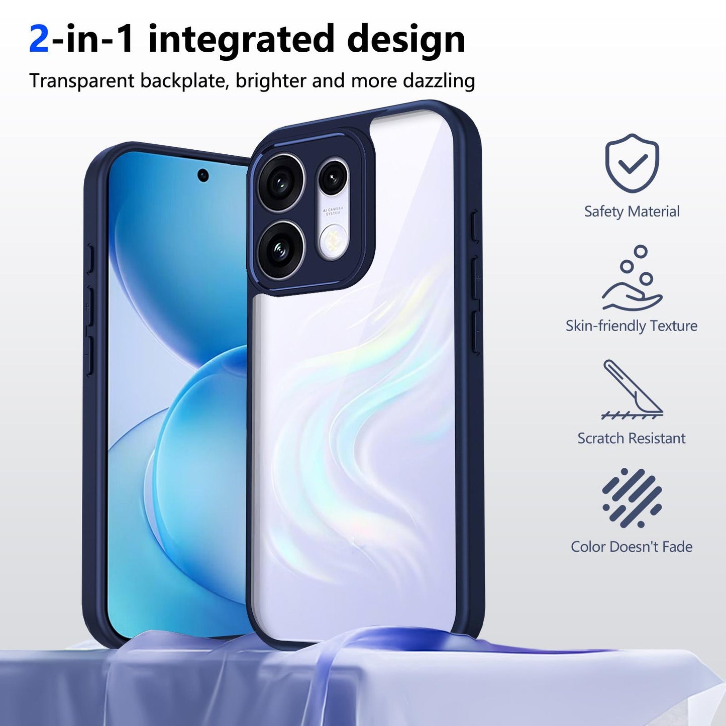 For OPPO Reno16 / Reno16 Pro 5G Global Matte PC Skin-feel Shockproof Phone Case(Blue)