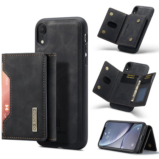 For iPhone XR DG.MING M2 Series 3-Fold Multi Card Bag + Magnetic Phone Case(Black)