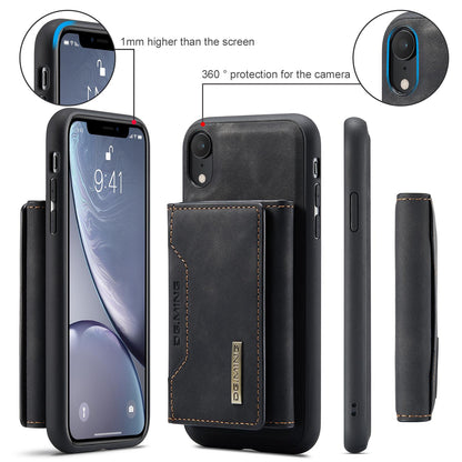 For iPhone XR DG.MING M2 Series 3-Fold Multi Card Bag + Magnetic Phone Case(Black)