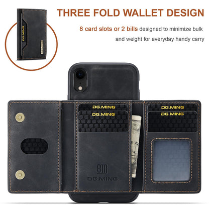 For iPhone XR DG.MING M2 Series 3-Fold Multi Card Bag + Magnetic Phone Case(Black)