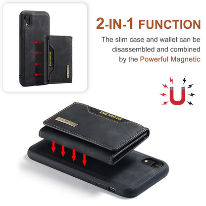 For iPhone XR DG.MING M2 Series 3-Fold Multi Card Bag + Magnetic Phone Case(Black)