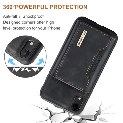 For iPhone XR DG.MING M2 Series 3-Fold Multi Card Bag + Magnetic Phone Case(Black)
