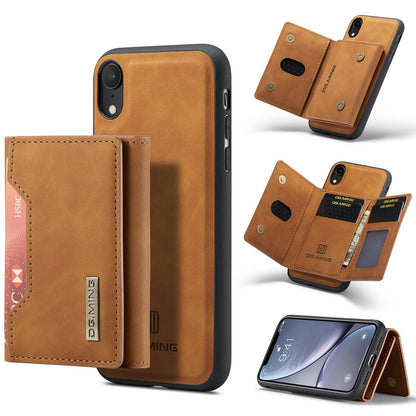 For iPhone XR DG.MING M2 Series 3-Fold Multi Card Bag + Magnetic Phone Case(Brown)
