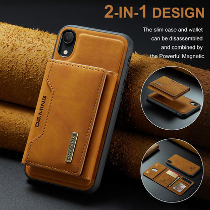 For iPhone XR DG.MING M2 Series 3-Fold Multi Card Bag + Magnetic Phone Case(Brown)