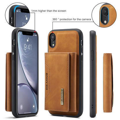 For iPhone XR DG.MING M2 Series 3-Fold Multi Card Bag + Magnetic Phone Case(Brown)