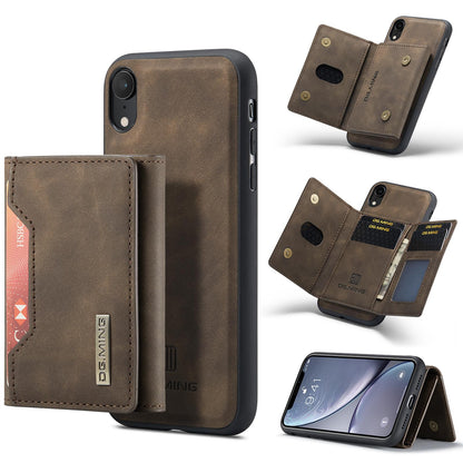 For iPhone XR DG.MING M2 Series 3-Fold Multi Card Bag + Magnetic Phone Case(Coffee)