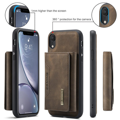 For iPhone XR DG.MING M2 Series 3-Fold Multi Card Bag + Magnetic Phone Case(Coffee)