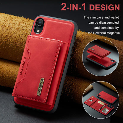 For iPhone XR DG.MING M2 Series 3-Fold Multi Card Bag + Magnetic Phone Case(Red)