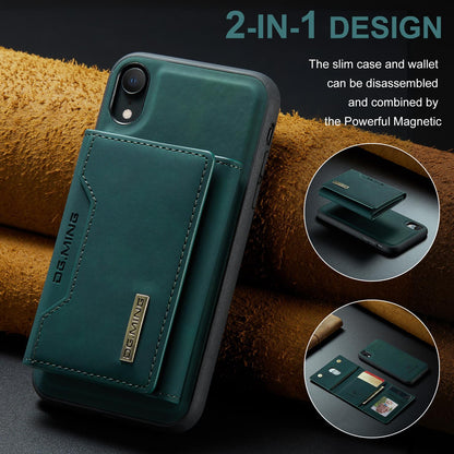 For iPhone XR DG.MING M2 Series 3-Fold Multi Card Bag + Magnetic Phone Case(Green)