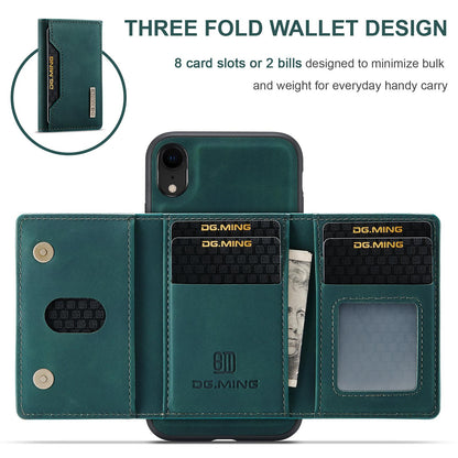 For iPhone XR DG.MING M2 Series 3-Fold Multi Card Bag + Magnetic Phone Case(Green)