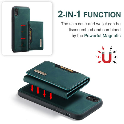 For iPhone XR DG.MING M2 Series 3-Fold Multi Card Bag + Magnetic Phone Case(Green)