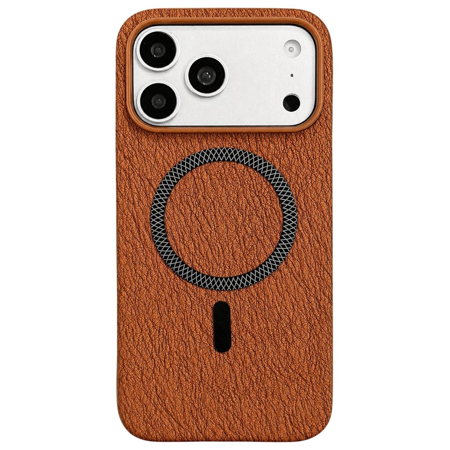 For iPhone 17 Pro Max Acrylic Hybrid TPU Rhombus Texture Magnetic Phone Case(Terracotta)
